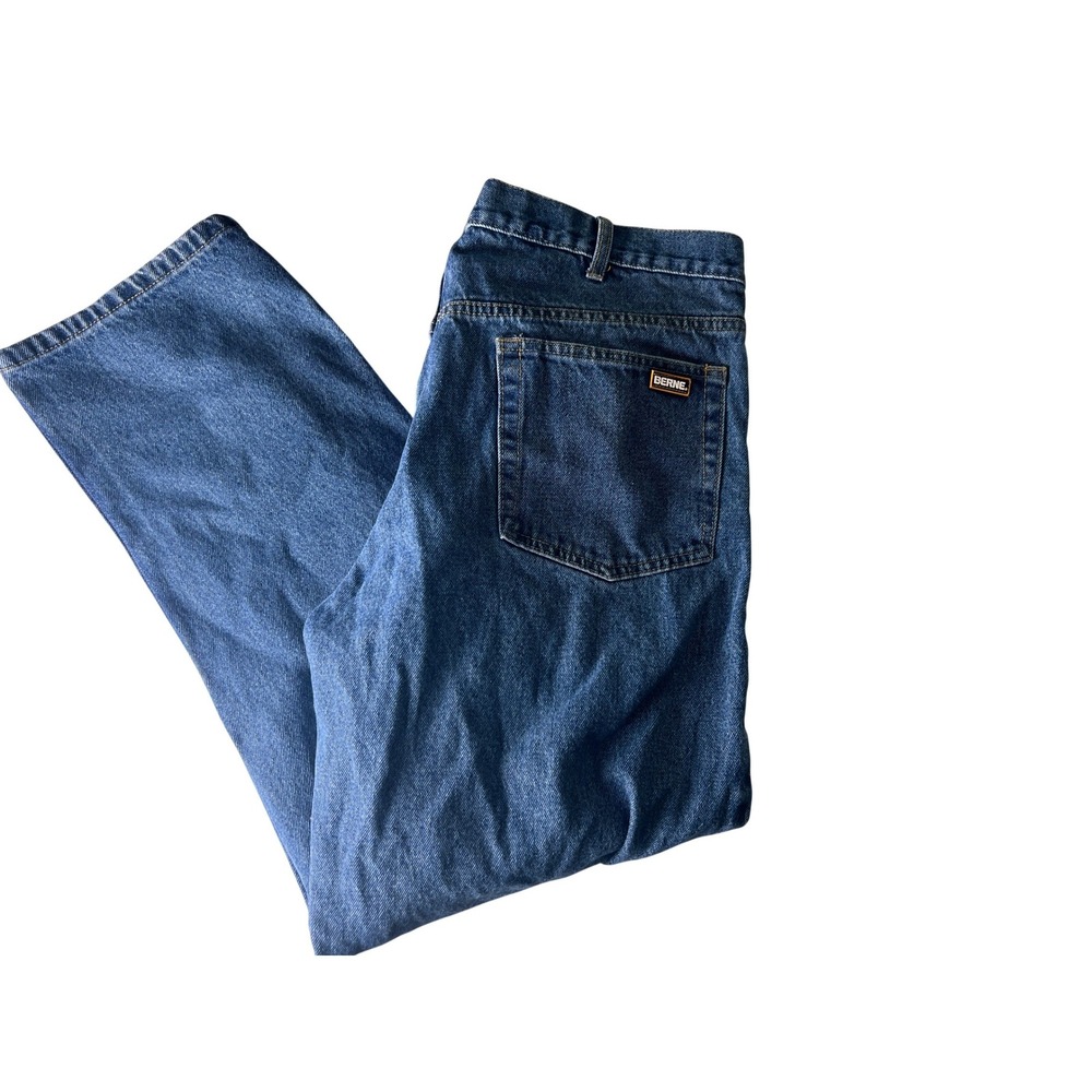 Berne Straight Leg Workwear Jeans Mens 38x29 Blue Excellent Heavyweight Cotton